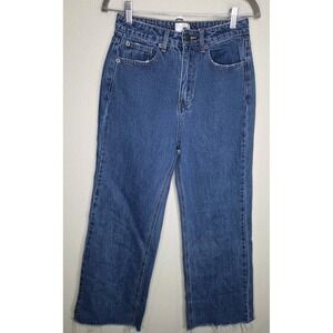 Amuse Society Cropped Wide Leg‎ Jeans Size 27 Raw Hem High Rise